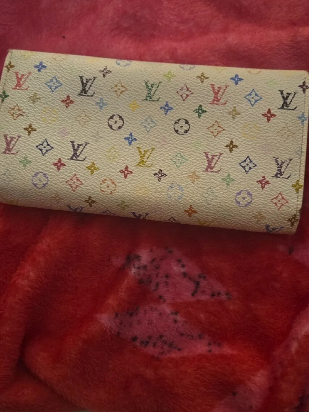 Louis Vuitton White Murakami Monogram Snap Wallet/crossbody With COA And Chain